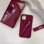 Бордовий чохол Rhode з блиском для губ Lip Case Raspberry Jelly на айфон 11 про макс
