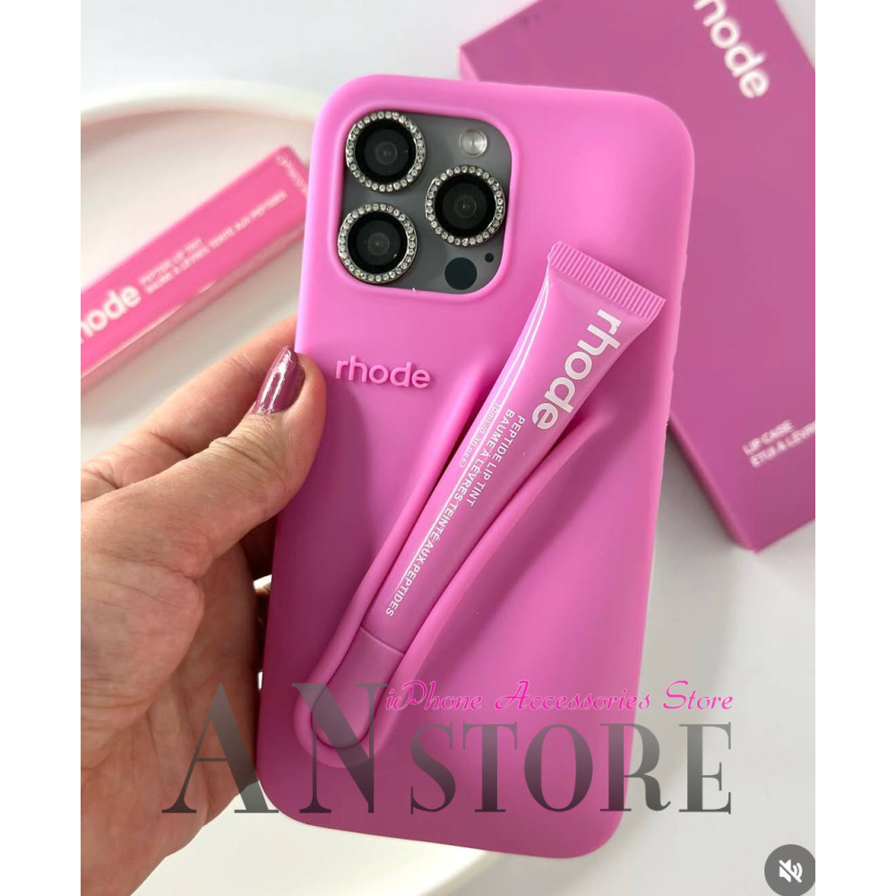 Чехол на телефон rhode на iPhone 12 pro max в розовом цвете Shortcake без блеска для губ 