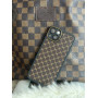 Чехол для iPhone 14 «LV Style» в стиле Louis Vuitton с золотой оправой коричневий