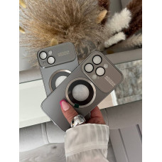 Сірий чохол iPhone 16 pro титановий MagSafe з скляною панеллю