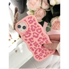 Чохол рожевий леопардовий принт протиударний захисний чохол для Iphone 13 з хвилястими краями 